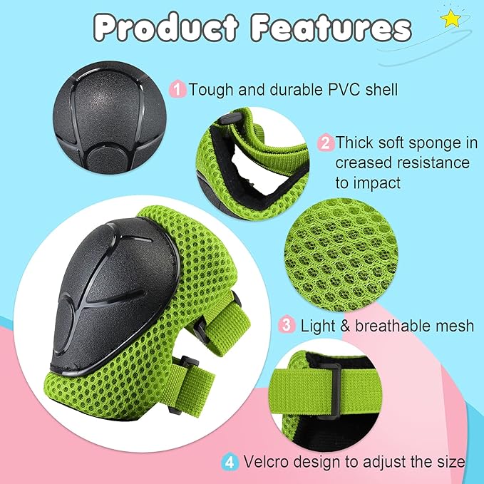 Kids Bike Helmet Set, Adjustable Toddler Helmet for Ages 2-8 Kids with Knee, Elbow & Wrist Pads | Multi-Sport Helmet for Skateboard Cycling Scooter Rollerblading