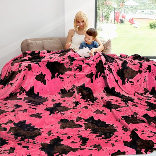 Pink Fleece Blanket King Size Lightweight Fuzzy Soft Bed Blanket 90x90inch Hot Pink Women Decorative for Bedroom All Seasons
