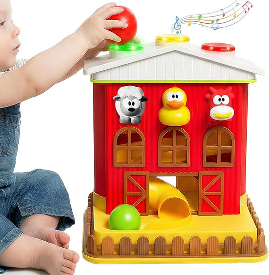 Electronic Pound A Ball Barn House, Interactive Fun Learning Toy Gift for 6 8 12 18 Month Old Baby & Toddlers, Montessori Early Development Drop Ball Toys, Gift for Boys & Girls 1-2 Years Old