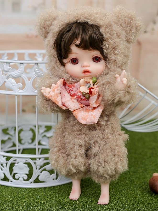 Reborn Baby Doll 10 Inch – Lifelike Full Vinyl Girl in Cozy Brown Bear Outfit – Comfort Collectible Doll Gift for Girls