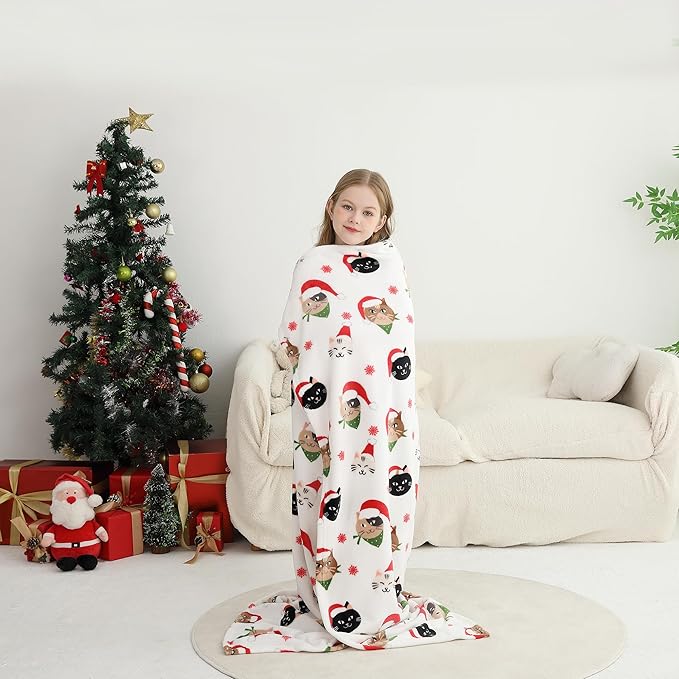 Softan Kids Throw Blanket for Girls & Boys, Warm Soft Toddler Fleece Blankets for Sofa Couch Bed， Cozy Fuzzy Plush Flannel Kids Throw Blanket for Daycare & School - Cat 50x60 inches