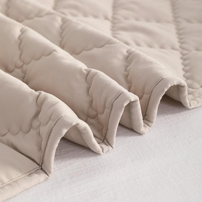 NTBAY Down Alternative Oversized Toddler Comforter, Super Soft and Warm Solid Color Baby Crib Quilted Blanket, 43x60 inches, Taupe