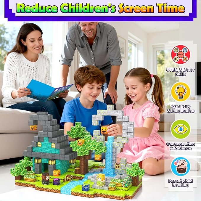 Magnetic Blocks - 150 Building Blocks Mine Magnets Building Craft Autistic Kids Friendly Sensory Toys STEM Creative Toy Game for Kids Age 3-5 4-6 5-7 8-12 - Magical Enchanted Playset