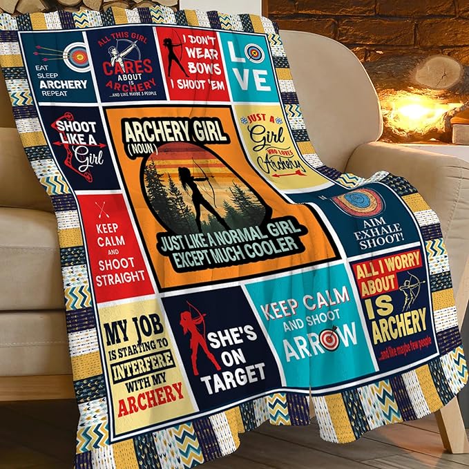 Archery Blanket, Archery Throw Blanket, Sports Gifts Blankets Stuff Fleece Flannel Plush for Girls Women Men Boys Lovers Adults Soft Bedding Gift for Sofa Bed Office Home Decor 60"x50"