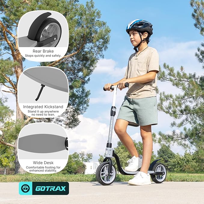 Gotrax KS8 Kick Scooter for Kids 5+, Large 8" Wheels and Height Adjustable Handlebar, Sturdy Wide Deck & Rear Brake, Detachable for Easy Storage, 2 Wheels Scooter for Kids, Teens, Gift for Boy & Girl