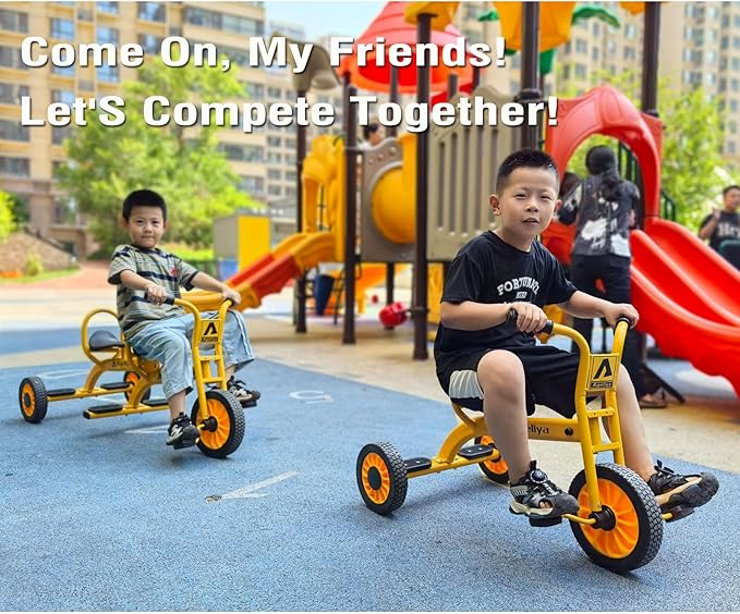 Preschool Kids Tricycle for Rider Age 3-5, Durable Metal Pedal Trike for Boys Girls, Big Kid Tricycle with Non-Slip Grip, Solid Rubber Tires -Outdoor Playschool Daycare Playground Equipment