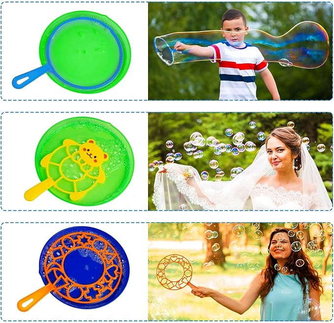 Roberly 15 Pack Bubble Wands Set with Tray Bulk Funny Bubble Making Toy for Kids - Summer Outdoor Toys & Also Gifts for Kids Birthday Games Party Favors