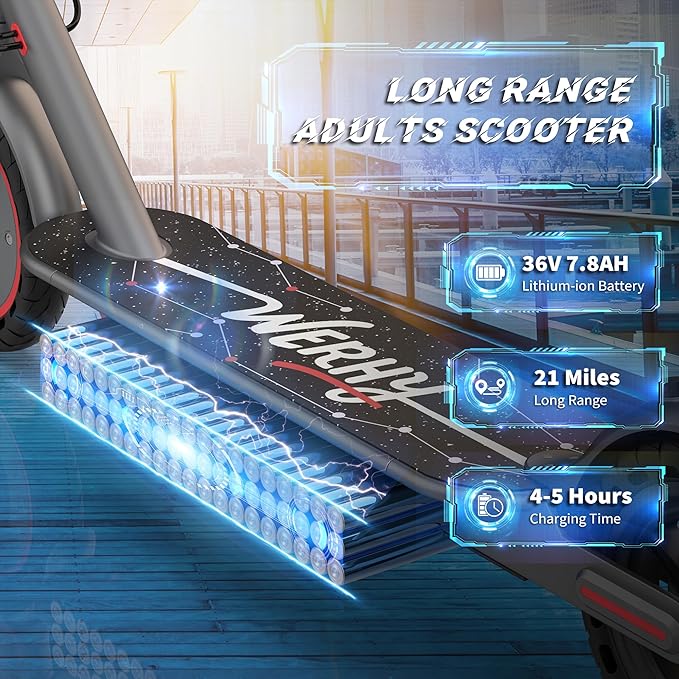 WERHY Electric Scooter, 350W/500W Motor, Top Speed 19/22 mph, Max 16/23/25/28Miles Ranges, Foldable E Scooter for Adults