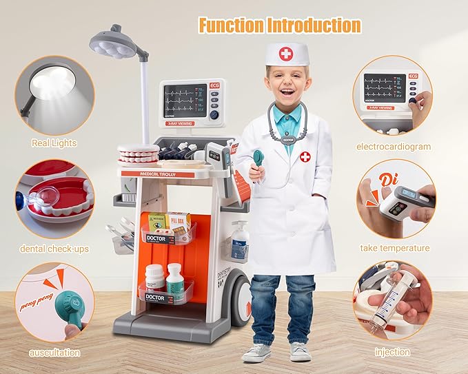 STEM Doctor Playset for Kids - Interactive Doctor Kit for Kids with Realistic LED Lights & Sounds, Role Play Kit to Diagnose & Heal, Educational Gift for Ages 3-5