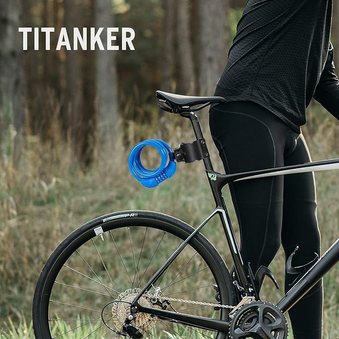 Titanker Bike Lock, Bicycle Lock 4 Feet Cable Lock 1/2 Inch Resettable Bike Lock Combination with Mounting Bracket, Bike Accessories for Bicycle, Electric Scooter, Motorcycle