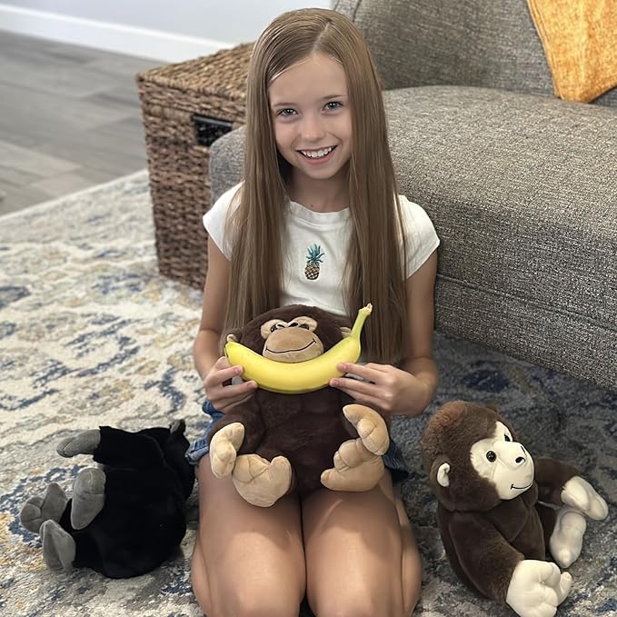 Tezituor 3 Packs Gorilla Stuffed Animals, Orangutan Plush Toy Gifts for Kids 12 Inches