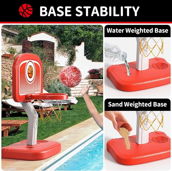 Bennol Outdoor Basketball Hoop Toys for Toddlers 3 4 5 6 7 8-12 Years Boys, Swimming Pool Basketball Hoop Outside Toys with 4 Balls, Poolside Basketball Game Toy for Kids Ages 4-8 8-12