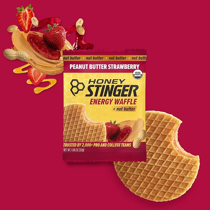 Honey Stinger Organic Peanut Butter Energy Waffle Variety Pack, 6 Pack Each of Peanut Butter, PB Chocolate and PB Strawberry, Nutritious Stroopwafel Snack for Exercise, Endurance and Performance