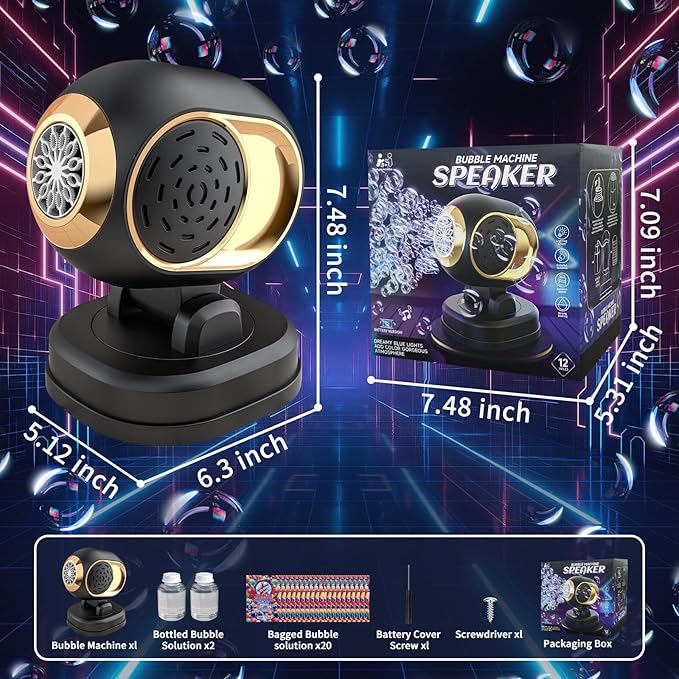 Bubble Machine, Durable Bubble Machines for Kids Toddler Parties, Automatic Bubble Blower Machine Bubble Maker Battery Operated, Great for Wedding Birthday - Halloween Bubble Toy, Black