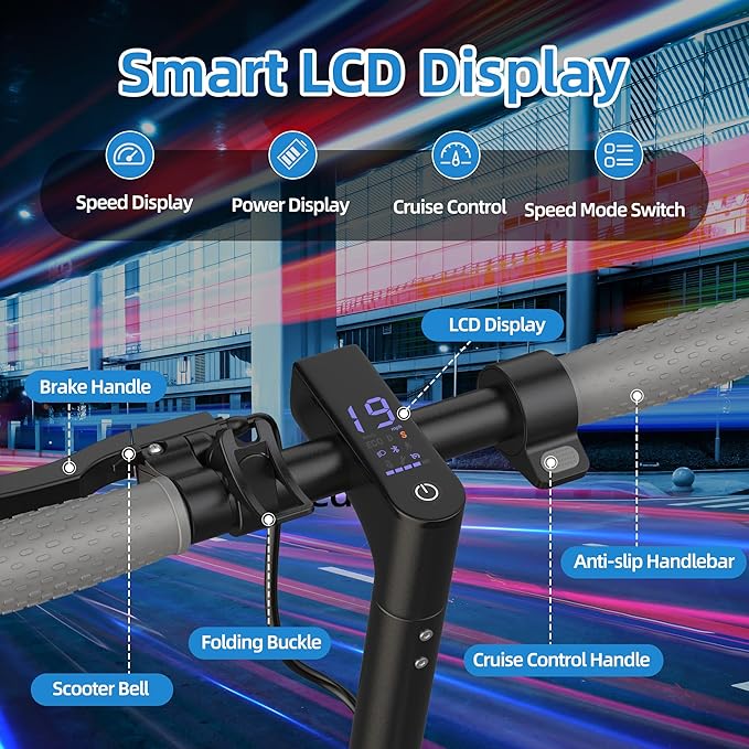 Electric Scooter Adults, Powerful 350W E-Scooter, Max 19 Mph & 15-19 Miles Range Scooters, Folding Scooters with 8.5" Solid Tires, Commuting Scooter Kick Scooter with APP Control (Seats Optional)