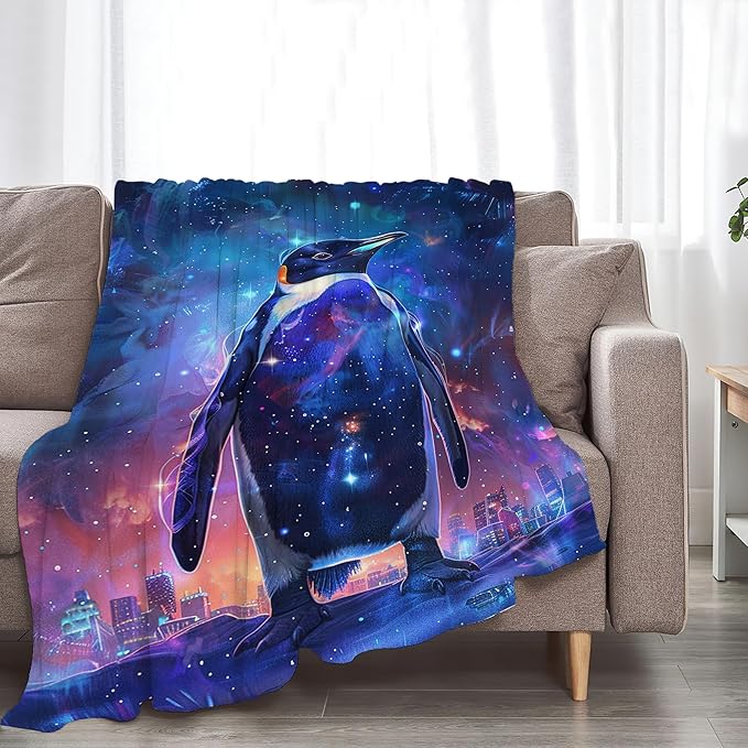 Fantasy Penguin Blanket Penguin Throw Blanket Penguin Gifts and Decor Animal Blanket for Girls Boys Women Men Kids Adults Soft Warm Cozy Fleece Blanket for Couch Sofa Bed 50"x40"