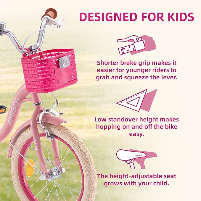 Royalbaby Princess Girls Kids Bike 12 14 16 18 20 Inch Children Bicycle with Basket for Age 3-12 Years