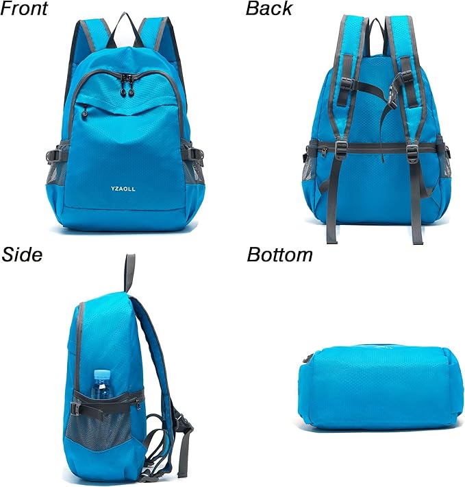 YZAOLL Small Lightweight Packable Hiking Backpack, 20L Hiking Backpack Day Pack for Women Men Travel Camping Vacation,Blue