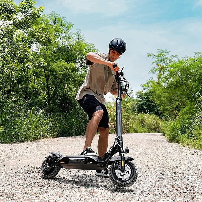 Electric Scooter for Adults, 28 MPH Top Speed & 28 Mile Range, 1000W Powerful Motor, 10" Off-Road Tires, Dual Suspension & Ambient Light & Turn Signals, Foldable Adjustable Handlebar Commuting Scooter