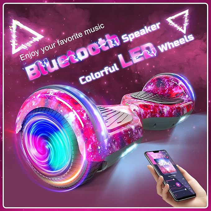 Scooter with Seat Attachment for Kids Adults, 6.5'' 8.5''Balancing Scooter with Bluetooth Speakers & Colorful LED Light with Kart