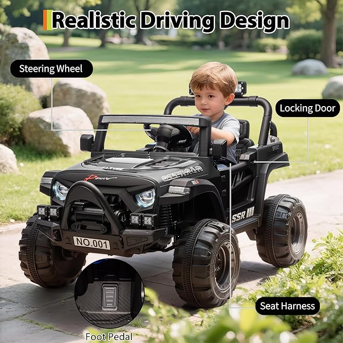 12V Ride On Car for Kids, Ride On Toy w/Parent Remote, Spring Suspension, Bluetooth, Music & Horn, LED Light, 4.1MPH Max Speed, 3 Speeds, Electric Car for Kids Toddlers Age 3-8, Black