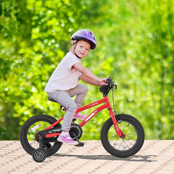 BABY JOY Outer Space Kids Bike, 14 16 18 Inch Sport Bicycle for 3-8 Years Old w/Adjustable Saddle, Training Wheels, Widened Tyre, Handbrake & Coaster Brake, 95% Pre-Assembled Girls Boys Bike