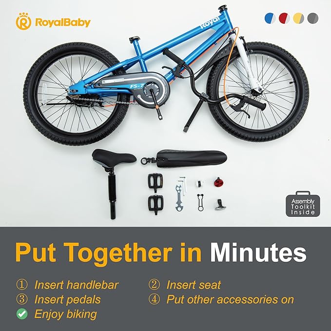 RoyalBaby Kids Bike EZ Balance to Pedal Dual Handbrake Toddlers Boys Girls Bicycle 12-20 Inch for Age 3-10 Years