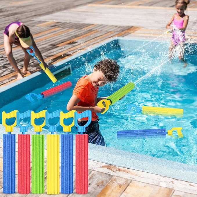 Water Gun Toy - 6 Pack Water Soaker Blaster Foam Squirt Toys Summer Party Swimming Pool Beach Outdoor Water Activity Fighting Play Toys for Kids Adults