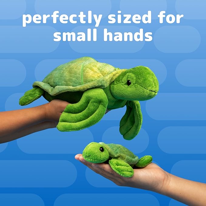 PREXTEX Plush Toys Turtle Stuffed Animal w/ 3 Baby Stuffed Turtle - Big Turtle with Zipper - 3 Little Baby Turtle Plush - Turtle Toys for Kids 3-5 - Turtle Toy - Thoughtful Gift for Turtle Lovers