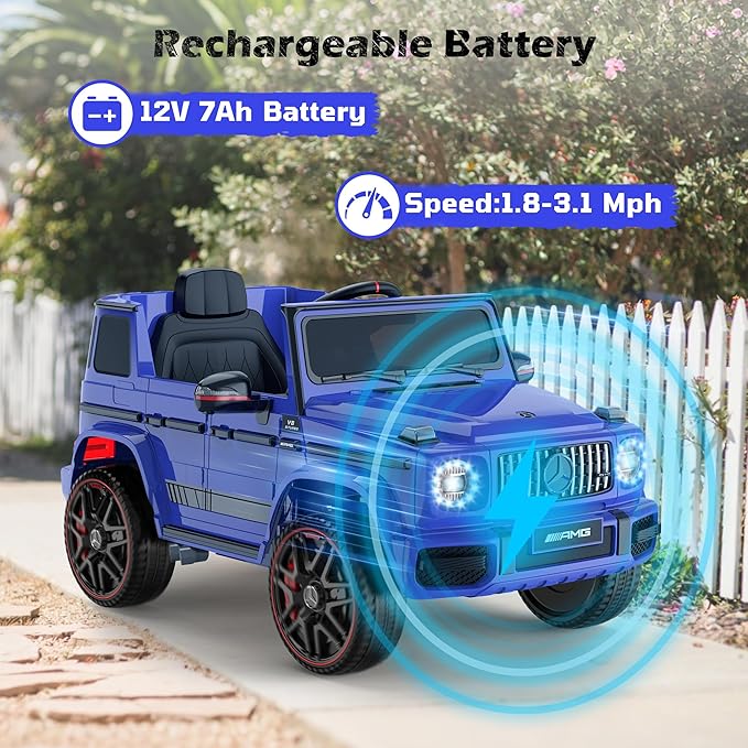 ANPABO 12V Ride on Car for Kids, Ride on Toys for Toddlers w/Parent Remote Control, LED Headlights, Music Player & Horn, Soft Start, Low Battery Prompt, Kids Electric Vehicle, Blue