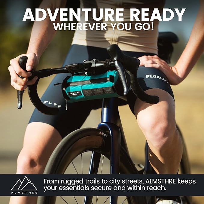 Compact Bar Bag – Sterling Aqua | Hard-Shell Bike Handlebar Bag with Waterproof Zipper & Adjustable Straps | Lightweight Bicycle Handlebar Bag, Compatible with Road, Gravel & MTB Bikes