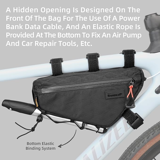 Bicycle Frame Bag Bike Triangle Bag Waterproof Bike Bag 1.7L with Dual Side Mesh Pockets for MTB Road Bike Cycling Commuting and Outdoor Adventures