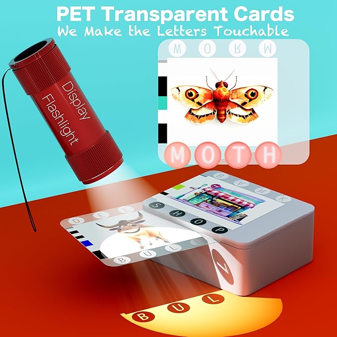 COOVA Word Pop & Talking Flash Cards for Kids Ages 4-8, Matching Letter Game, Spelling Phonics Sight Words Flash Cards Kindergarten & 1st Grade, Pocket Speech CVC Word Games, Learn to Read Toys