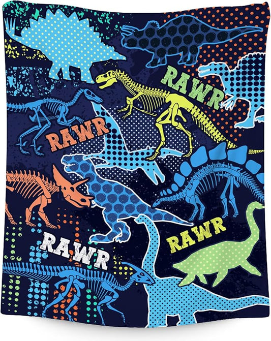 Dinosaur Blanket for Boys Girls, Dinosaur Gifts for Boys, 50"x60" Animal Blankets for Children, Kids Throw for Couch Sofa Bed, Soft Fuzzy Cozy Girls Gifts Room Decor
