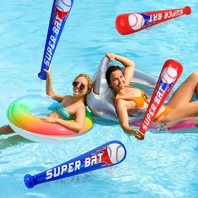 durony 18 Pieces Baseball Bat Inflates 22 Inch Inflatable Baseball Inflates, Baseball Party Supplies, Sports Theme Toy, Birthday Party Decorations