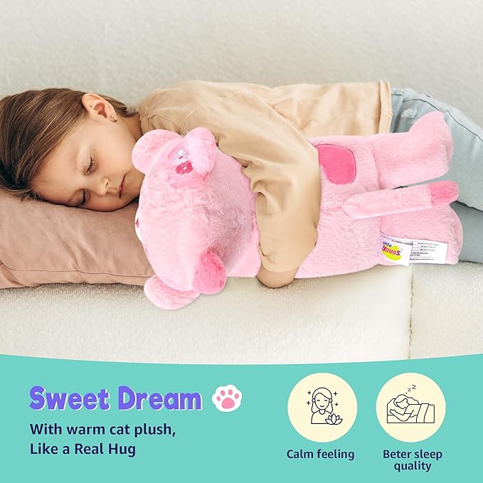 Onsoyours Original Heatable & Weighted Sakura Cat Stuffed Animals, 15" Microwavable Kitten Plushie for Warmth & Stress Relief - Comfort Plush Toys for Kids and Adults