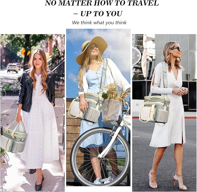 LOKASS Lunch Box & Lunch Bag for Women Men Double Deck,Large Insulated Adult Lunch Box Leakproof Lunchbox Cooler Bag for Work Picnic Beach,（Olive Green16L）