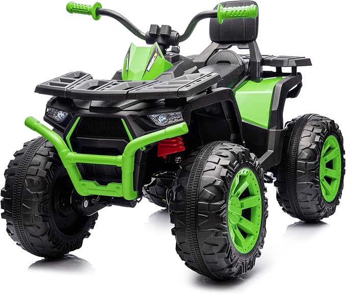 12V Kids 4 Wheeler ATV, 2-Seater Electric ATV Four Wheeler for Big Kids with Bluetooth, 14.4" Big Wheels - Green