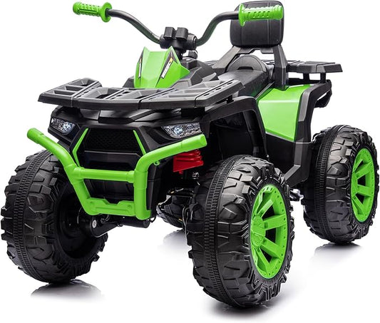 12V Kids 4 Wheeler ATV, 2-Seater Electric ATV Four Wheeler for Big Kids with Bluetooth, 14.4" Big Wheels - Green