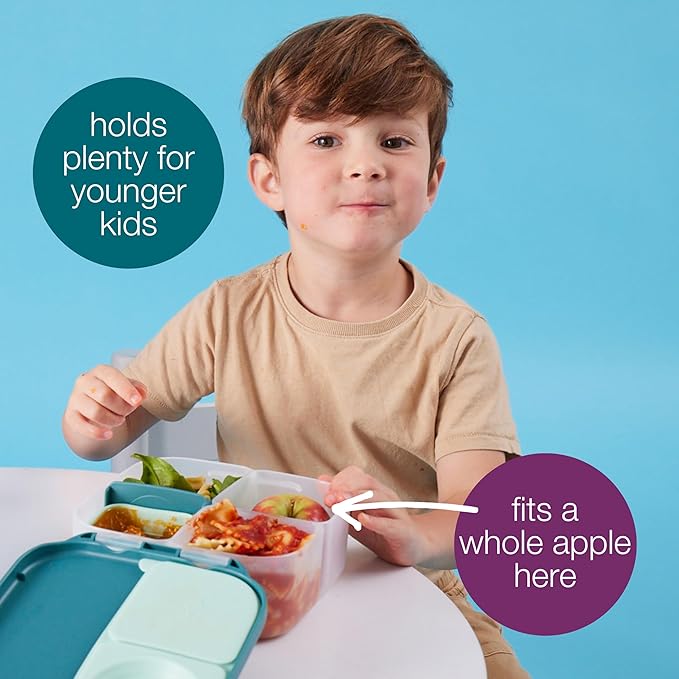 b.box Mini Lunch Box, Bento Box for Kids, Snack Container with 2 Leak Proof Compartments, Reusable Snack Containers with Lids, Kids Lunch Boxes Ages 3+, BPA Free, 4 1/4 Cup Capacity (Strawberry Shake)