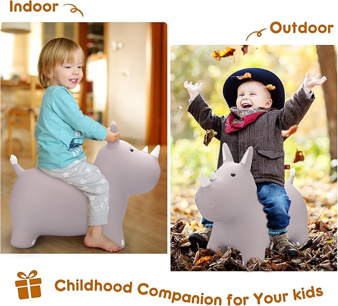 PlayZap Bouncy Horse Hopper, Bouncy Animals Hopper for Toddlers, Inflatable Jumping Ride on Bouncer, Kids Hopping Toys for 18M 2 3 Years Old Kids Boys Girls Gifts