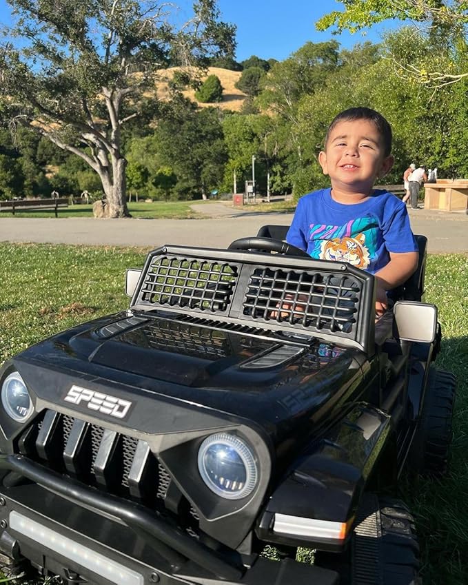 12V Ride On Car, Electric Car for Kids, Ride on Toys, Kids Cars with 3 Speeds Adjustable, Bluetooth, Parent Remote Control, Spring Suspension, AUX Port-Black