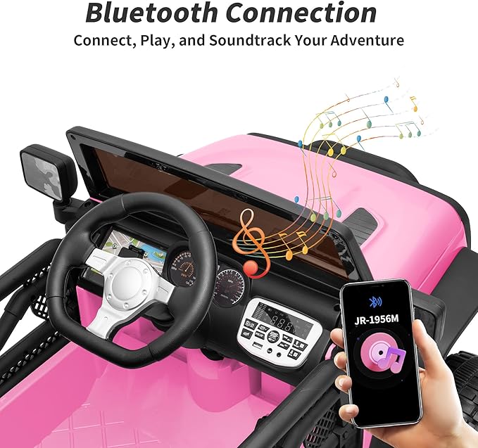 Kids Ride on Car Toy, 12V Electric Car for Kids with Remote Control, LED Light - Light Pink