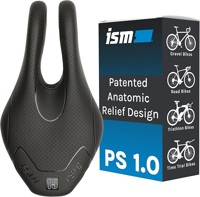 ISM PS Series No Nose Bike Saddle - Noseless Bike Seat Designed for Triathletes, Time Trial Riders, and Road Racers - Patented Split Nose Bicycle Saddle Designed for Reduced Discomfort