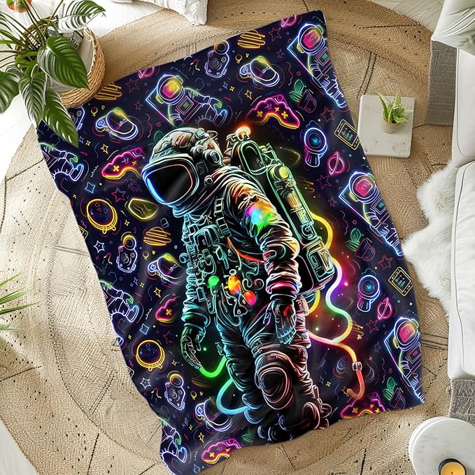 Astronaut Blanket for Kids Boys Blanket Gift for Son Grandson, Cool Warm Cozy 60 x 50 Inches Throw for Bedroom Bed Sofa Camping