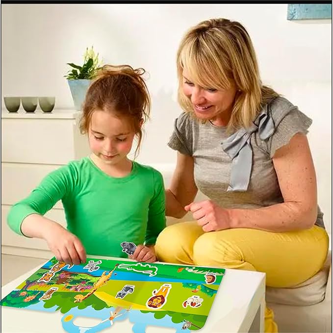 Reusable Sticker Book for Kids, Animal Stickers Educational Learning Toys Travel Stickers Activity Books for Toddler Girls Boys Age 3+ Birthday Gifts