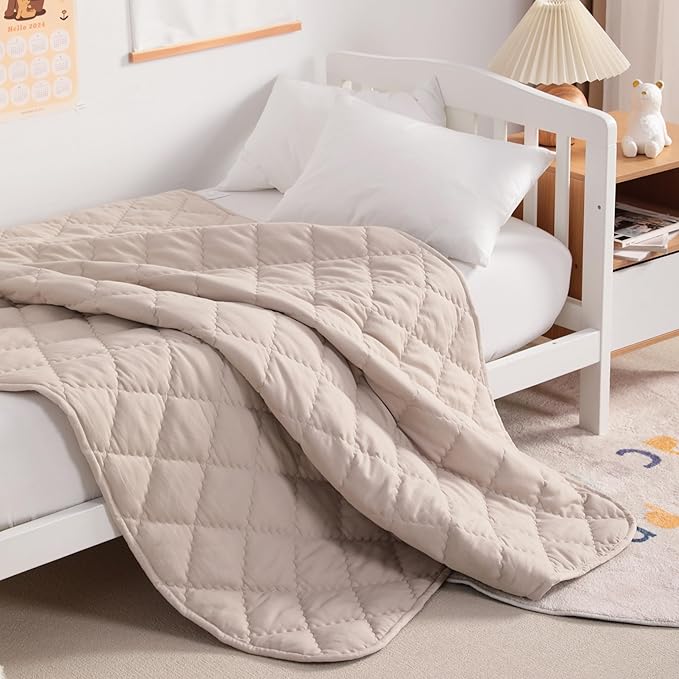 NTBAY Down Alternative Toddler Comforter, Lightweight and Warm Solid Color Baby Crib Quilted Blanket, 39x47 inches, Taupe