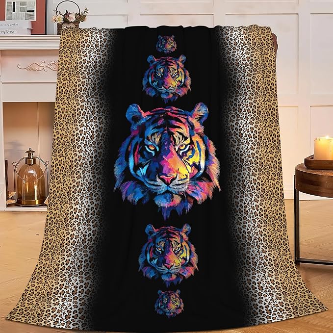 Tiger Throw Blanket Tiger Stuff Gifts for Kids Girls Boys Adults Women Men Soft Cozy Warm Plush Fluffy Fuzzy Fleece Blanket Decor 50''X60''