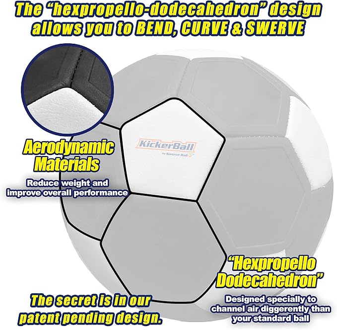 Kickerball - Curve and Swerve Soccer Ball/Football Toy - Kick Like The Pros, Great Gift for Boys and Girls - Perfect for Outdoor & Indoor Match or Game