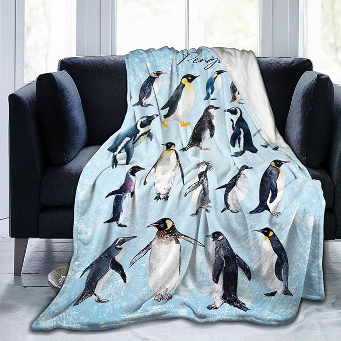 Penguin Blanket Gifts for Girls Boys Penguins Throw Blankets Cozy Plush Fleece Flannel Fuzzy for Women Men Decor 60"X50"